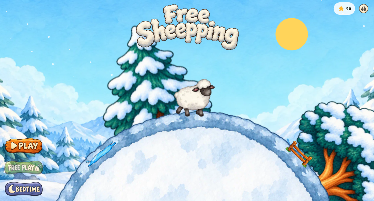 Free Sheepping menu in its new painted snowy world
