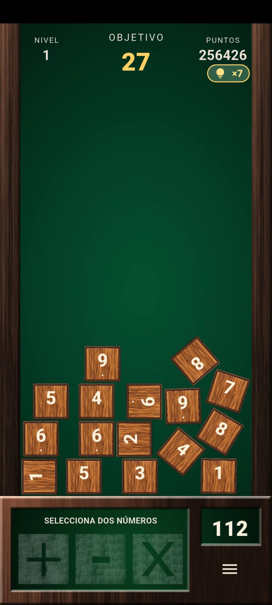 An early Numberlord puzzle with wooden number tiles
