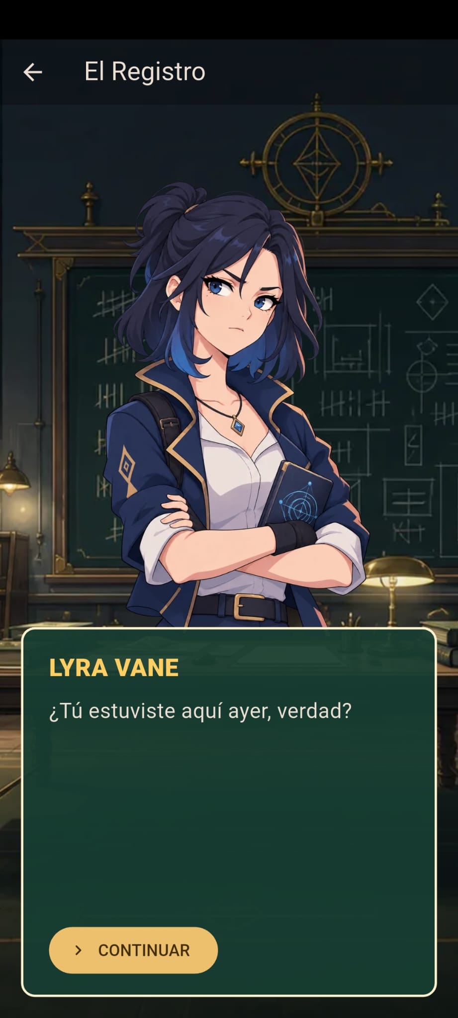 Lyra Vane speaking inside the Registry